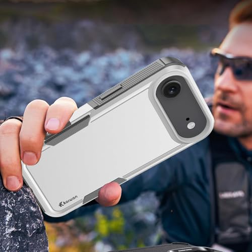 Image of KARWAN Rugged Matte Back Case Cover Compatible with iPhone 17Air Military Grade Drop Protection, Heavy Duty Shockproof Hybrid TPU + PC, Anti Slip Grip, Dual Layer Camera Protection, White