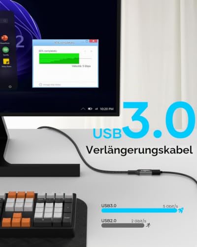 layajia USB 3.0 Verlängerung Kabel 5M, USB-A Stecker auf A Buchse, 5Gbps High-Speed-Übertragungskabel Kompatibel mit Tastatur, Maus… – Ansicht 2