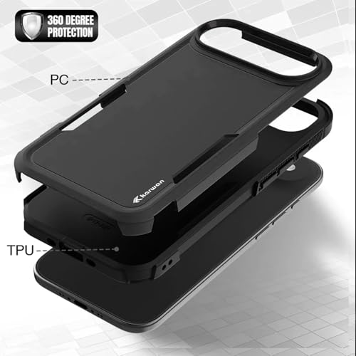Image of KARWAN Rugged Matte Back Case Cover Compatible with iPhone 17Air Military Grade Drop Protection, Heavy Duty Shockproof Hybrid TPU + PC, Anti Slip Grip, Dual Layer Camera Protection, Black