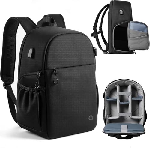 llano Kamerarucksack für DSLR/SLR/Spiegelreflexkameras Wasserfester Fototasche mit Laptopfach und Stativhalter kompakte Hülle für Canon für Nikon für Sony Reisen und Outdoor-Aktivitäten 20L Schwarz