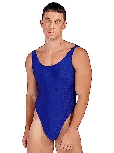 inlzdz Costume da Bagno Uomo Jumpsuit Traspirante Costume Intero Sportivo Senza Maniche Body Mare Leotard da Spiaggia Piscina Tuta da Nuoto Swimwear Beachwear Blu L