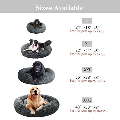 Mfox Dog Bed Cat Bed Donut, Pet Bed Faux Fur Cuddler, Machine Washable Self-Warming Pet Bed For Cats Small Medium Dogs #TOP3