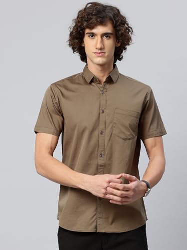 Image of Majestic Man Slim Fit Pure Cotton Half Sleeve Solid Casual Shirt