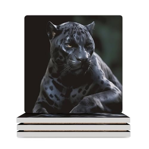 Dessous de verre panthère noire réutilisables cuisine et table basse - 2