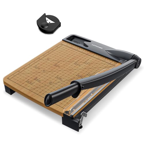 12 inch Wood Guillotine Paper Cutter, Heavy Duty Wood Base Paper Trimmer with 12-16 Sheets Capacity Paper Cutting Board for Classroom, Crafting, Cardstock, Art Projects (Gray)