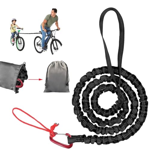 Cuerda de remolque para bicicleta para niños con bolsa triangular, cuerda de tracción para padres y niños, cuerda de remolque, cuerda de tracción, capacidad de carga de 500 lbs para niños MTB Bike