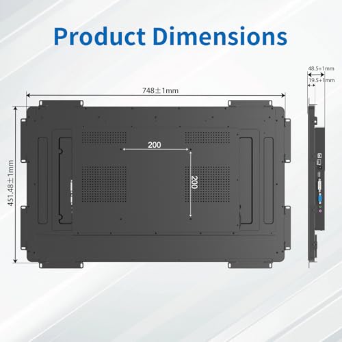 Image of 32 Inch Open Frame Touch Monitor, PCAP 10-Point Touch Industrial Touchscreen Monitor, with HDMI /VGA /DVI Interface, Active Matrix TFT LCD,LED Backlight, with VESA Mount
