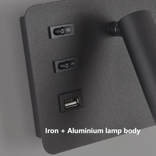Aplique de pared LED para lectura nocturna en el dormitorio con carga USB 4