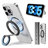 Sinjimoru MagSafe対応 スマホリング 両面マグネット 360度回転 コンパクト設計 安定スタンド 片手操作便利 落下防止 iPhone16/15/14/13/12シリーズ対応 メタルプレート付 M-dual Ringo Stand ブラック
