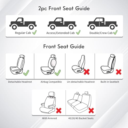 Image of Huidasource Tacoma Seat Covers, Full Coverage Waterproof Truck Seat Cover Fit for Toyota Tacoma 2016-2023 Double & Crew Cab SR, SR5, Limited, TRD Pro, TRD Sport, TRD Off-Road (Front Pair /Black&Red)