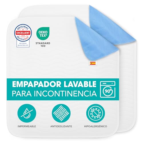 Ôhm 1x Empapador Lavable Incontinencia 75x90 cm – Protector de Colchón Impermeable para Pérdidas de Orina, Alta Absorción, Reutilizable para Uso Nocturno y Diario Adultos, Certificado Oeko-Tex