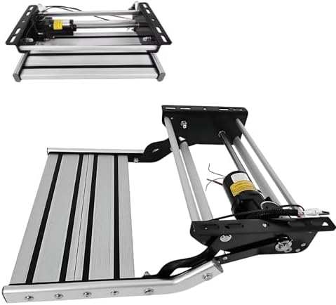 Power Folding RV Step - 12V Electric Motor (80W), 200KG Capacity, Waterproof, Bright LED, Anti-Slip Aluminum Platform for Motorhomes & Campers - Easy Access Accessory