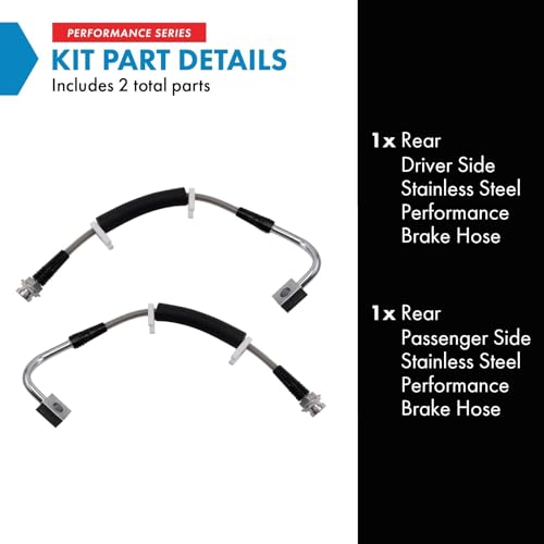 Image of TRQ Rear Brake Hose Set Compatible with 2011-2016 Chrysler Town Country Dodge Grand Caravan 2012-2015 Ram C /V 2011-2014 Volkswagen Routan