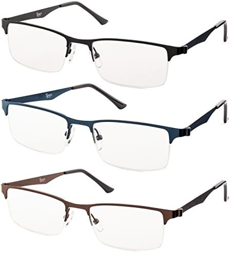 Metal Half Rimmed Reading Glasses-Extra Clear Vision