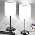 Lynnoland ???????????????? ???????????? Set of 2 Touch Control Table Lamps with 2 USB & AC Outlet, 3-Way Dimmable Bedside Nightstand Lamps for Bedroom Living Room Nursery, 800 Lumens 5000K Daylight Bulbs Included