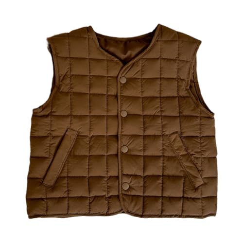 Xiaojmake Kids Quilted Puffer Vest Sleeveless Quilted Jacket Button Down Padded Gilet Winter Fall Outwear with Pockets 3-15 T