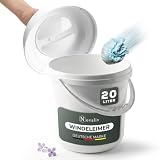 Novaliv Luieremmer geurdicht, 20 l, grote luieremmer zonder cassette met deksel en handvat voor normale vuilniszakken, XL babyluieremmer, ook voor incontinentie van volwassenen, wit, kunststof