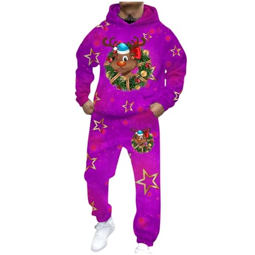 Pantalon de survêtement homme et sweat à capuche en polaire douce violet pour fêtes