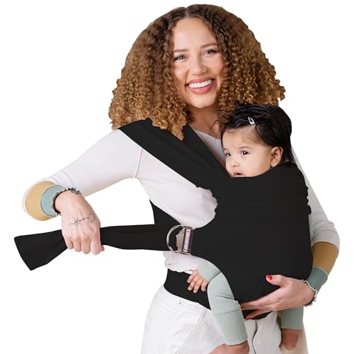 Image of Lalabu The Simple Wrap Baby Wraps Carrier - Stylish Baby Sling Carrier for Newborns & Toddlers 13-28 lbs. Safety Tested, Easy-to-Use, Ergonomic, & Comfortable - Black