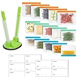 MHSEcoFriendly® Meal Prep Storage Kit – 15 Reusable, Degradable Leakproof Freezer Bags, Baggy Rack & 20 Strong Labels | BPA-Free, Multipurpose Food Storage Solution