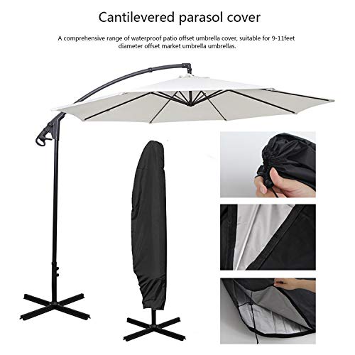 Conpus Umbrella Cover, Patio Cantilever Offset Umbrella Cover For 9Ft To 13Ft Cantilever Parasol Outdoor Market Umbrellas Cover With Zipper And Water Resistant Protector Black #TOP1