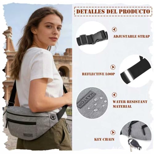 Image of MAXTOP Large Crossbody Fanny Pack with 4-Zipper Pockets,Gifts for Enjoy Sports Festival Workout Traveling Running Casual Hands-Free Wallets Waist Pack Phone Bag Carrying All Phones
