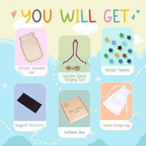 Image of Personalized Magnetic Reward Jar for Kids, Colorful Star Token Behavior System, Classroom Management Tool for Teachers, Potty Training Reward Chart, Back to School Gift for Boys Girls
