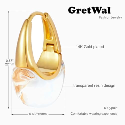 Acrylic Hoop Earrings Sterling Silver Lucite Clear Resin Rectangle Transparent Hoops for Women2