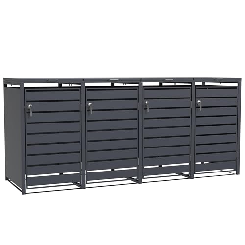 ESTEXO Mülltonnenbox Mülltonnenverkleidung mit Deckel Aufbewahrungsbox Müllbox Anthrazit (4 Türen)