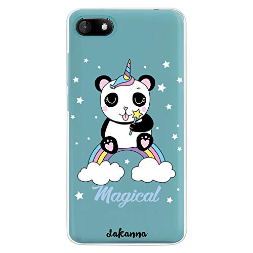 dakanna Coque pour [Wiko Sunny 3] en Silicone Souple, Design [Panda Magic Unicorn] Étui Housse en Gel TPU [Fond Transparent]