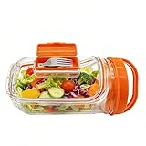 Tarro de ensalada con tenedor, tarro de ensalada duradero con apertura lateral y capa de condimento a prueba de fugas, recipiente portátil para ensaladas de almuerzo, preparación de comidas, viajes