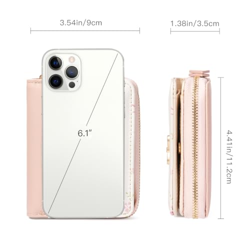 Image of GAEKEAO Small Wallet for Women RFID Blocking Vegan Leather Floral Ladies Purse Bifold Compact Card Holder with Zipper Pocket
