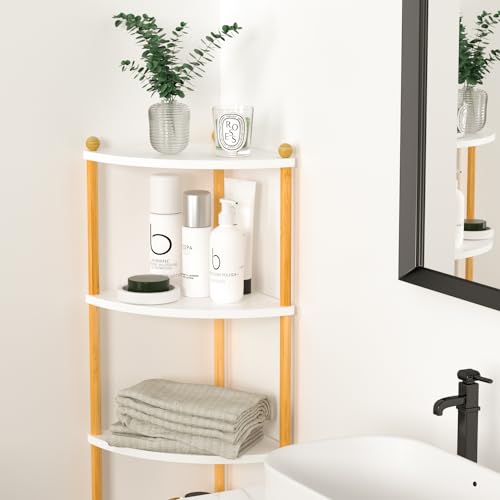 Ruichang EstanterÍa de Esquina de 5 Estantes, Estanteria Esquinera de Madera, Estante Abierto para Cocina Sala de Estar Dormitorio Espacios pequeños Pasillo Oficina - imagen 4