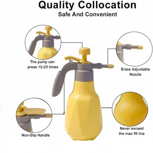 Image of Homecloud Garden Water Sprayer Manual Pump 2 Litre | Versatile Tool for Gardening Plants,Flowers &Lawn Care with Shower and Spray Options for Herbicides,Pesticides,and Fertilizers | Pack of 1 (Yellow)