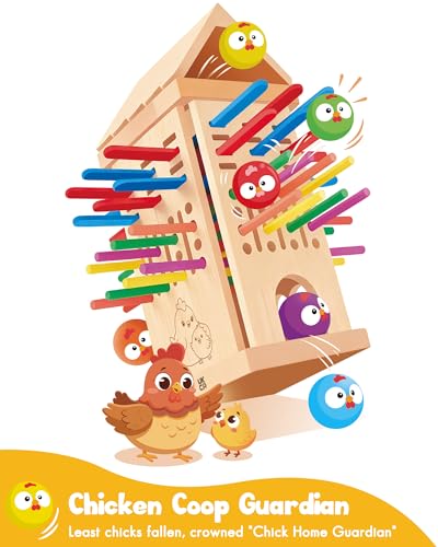 Montessori Spielzeug ab 3 4 5 6 Jahren - Brettspiele aus Holz, Kinder Lernspielzeug mit Bunten Stäbchen & Ball, Würfel Brettspiel für Motorik & Konzentration Geschenk für Mädchen Jungen