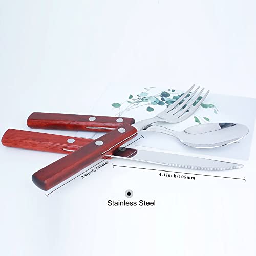 6packwoodenhandlestainlesssteelcutlerysetforksspoonsknivesflatwareset  Urban Country Home Decor 6 pack wooden handle stainless steel cutlery set forks spoons knives flatware set  urban country home decor