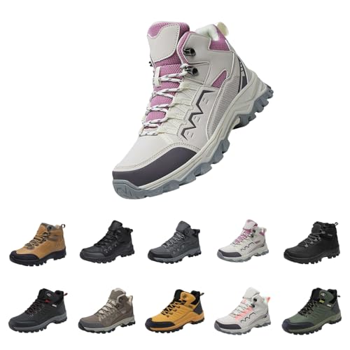 Zapatos de senderismo para hombre y mujer, impermeables, ligeros, antideslizantes, transpirables, botas de trekking, pies anchos, de piel, botas de senderismo para camping, tobillo, botas de montaña