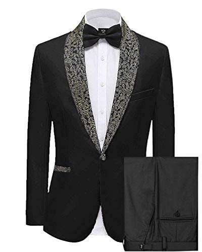 Costume Motif Paisley Veste Châle Smoking Blanc Slim Fit Marié Chic