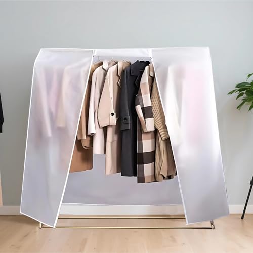 Garment Bag, 78.7 X 19.61 X 59.1 in Clothes Rack Cover, Peva, Waterproof and Dustproof, Easy Access, Half Transparent Design with Double Zipper, for Coats3