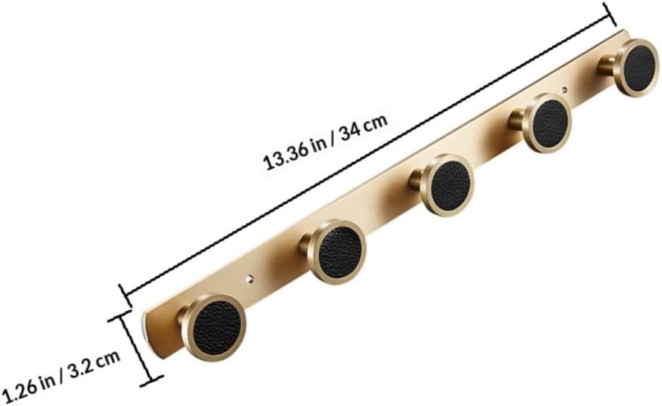 Nordic Style Brass Row Clothes Hanging Hook, Elegant Black 5-Hook Rack for Bathroom Wall, Door Mounted Home Storage Organizer