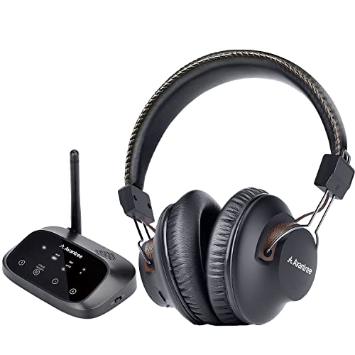 Avantree HT5009 40 Std. Akku Kabellose Funkkopfhörer für Fernseher mit Bluetooth Transmitter (OPTISCH RCA Aux), TV Bluetooth Kopfhörer Drahtlos, Plug & Play, Keine Verzögerungen mehr