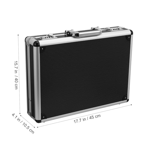 Image of ERINGOGO Aluminum Briefcase - 17in Attache Laptop Case Padded with Password Lock Hard Sided Aluminum Storage Box Lockable Storage Toolbox Tool Storage Case Tool Carrying Case