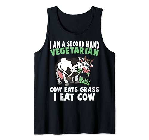 Second Hand Vegetarian I Eat Cow Beef Meat Steak BBQ Grill Camiseta sin Mangas