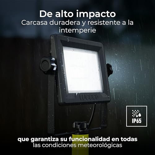Foco LED de trabajo regulable IP65 con trípode multiposición cabezal único y cable largo 3