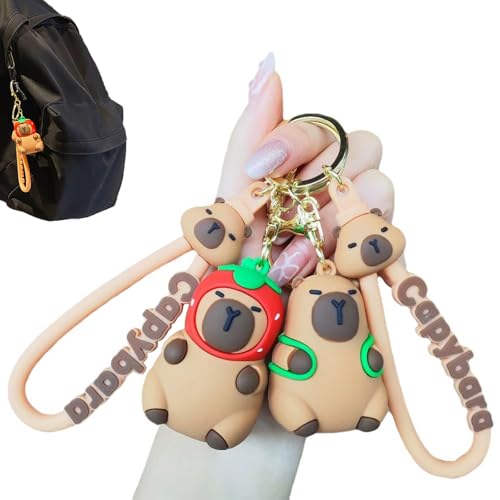 Gxlaihly 2 Pezzi Portachiavi Capibara,Portachiavi Capybara,Portachiavi capibara cartone animato,Portachiavi per,Simpatico ciondolo portachiavi,Regali Decorativi Capibara,Ciondolo creativo per borsa