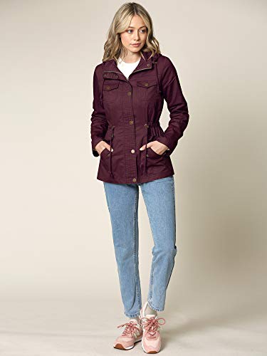 Lock and Love LL WJC643 Womens Pop of Color Parka Jacket XXL Wine - Thumbnail 5