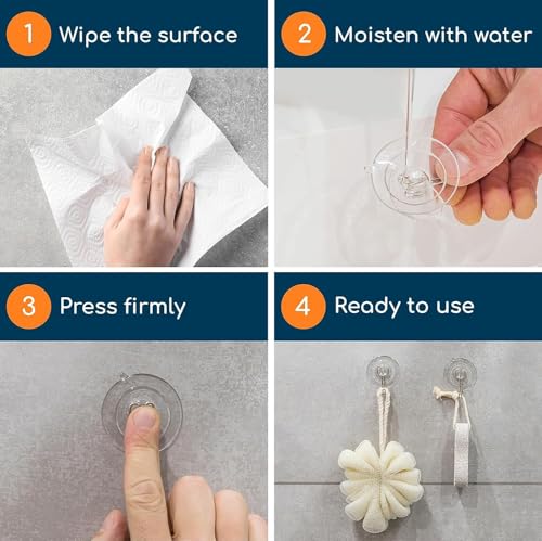 Image of GLUIT Adhesive Wall Hooks for Hanging Heavy Duty 22 lbs Hooks for Walls No Drill, Towel Sticky Clear Hook, Waterproof, Home, Bathroom, Kitchen, Office, and Outdoor