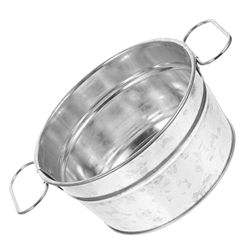 CIYODO Hierro Forjado Cubo De Papas Fritas Titular De Aperitivos Balde Pequeño Con Asa Lata Pequeña De Metal Cestas De Patatas Fritas Para Servir Balde Con Asas Silver Acero Inoxidable