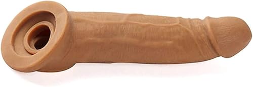 VFD5458 - Funda extensora de manga suave y realista para hombres, manga de extensión de mejora masculina (M-marrón, 8 pulgadas)