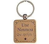 Porte Clés en Bois Gravé Personnalisé   Idée Cadeau Nounou Original pour Collègue de Travail, Ami, Famille Porte Clef Nounou Personnalisé Idéal pour Cadeau de Noël, Anniversaire
